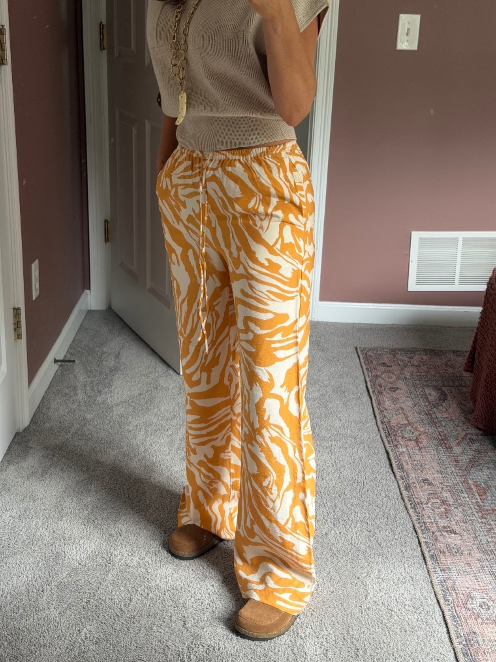 H&M zebra print wide leg pant XS NWOT